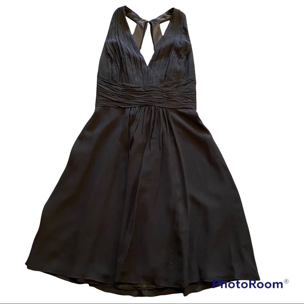 Ann Taylor Black Silk Georgette Halter Neck Dress Size 2